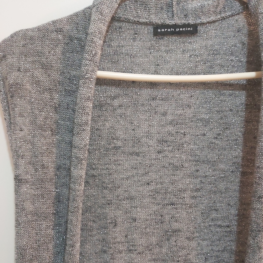 SARAH PACINI silver open cardigan, size medium (M) - Picture 4 of 4